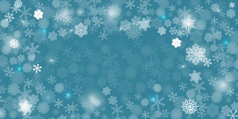 Abstract blue background. A lot of different shining snowflakes. Greeting card. Vector illustration. Eps 10.