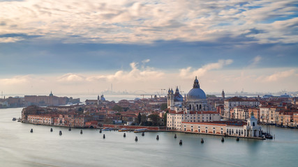Panotama of the Venice lagoon towards Salute