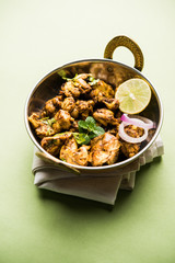 Brain / Bheja Fry of goat, sheep or lamb is a popular Indian or pakistani dish cooked on Bakra Eid(Eid-ul-zuha). served in karahi, pan or plate. selective focus