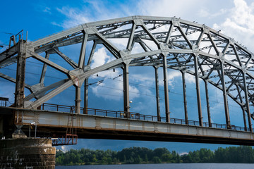 Railway Bridge (Dzelzcela tilts) over Daugava River. Riga, Latvia