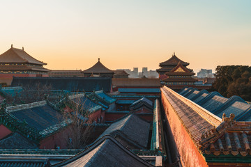 Fototapeta na wymiar Forbidden City Beijing, China in Winter from above