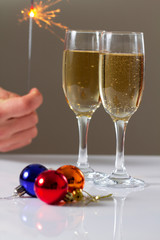 New year composition with champagne and space for text