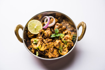 Brain / Bheja Fry of goat, sheep or lamb is a popular Indian or pakistani dish cooked on Bakra Eid(Eid-ul-zuha). served in karahi, pan or plate. selective focus