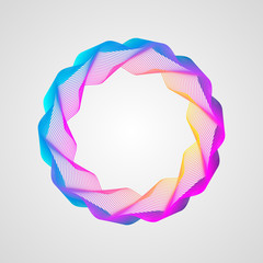 Neon effect. wavy bright gradient frame. Stylized Guilloche Element
