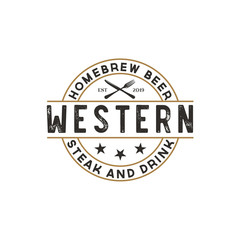 Antique frame border label engraving retro Country Emblem Typography for Western Bar/Restaurant Logo Design  inspiration. Elements Business Sign Hipster Logo Identity
