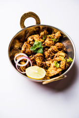 Brain / Bheja Fry of goat, sheep or lamb is a popular Indian or pakistani dish cooked on Bakra Eid(Eid-ul-zuha). served in karahi, pan or plate. selective focus