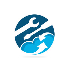 Vector illustration icon with the concept of optimizing the repair and maintenance of the cloud computing system