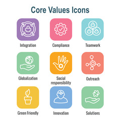 Core Values Outline / Line Icon Conveying Integrity - Purpose