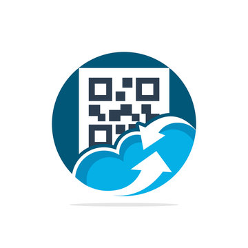 Vector illustration icon with the concept of a cloud computing system that supports QR code generator services