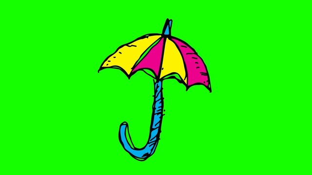 hand drawing green screen with theme of umbrella