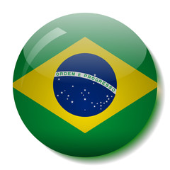 Brazilian flag glass button vector illustration