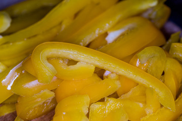 Close up of sliced yellow pepper