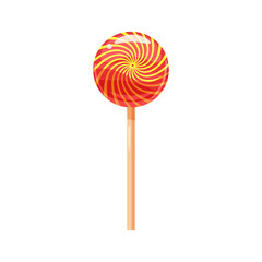 Lollipop, candy on a stick, sweet, color, round, vector, illustration, isolated, cartoon style