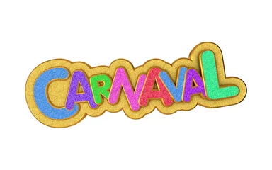 Deurstickers Carnival or carnaval gold colorful glitter texture font. © Brastock Images