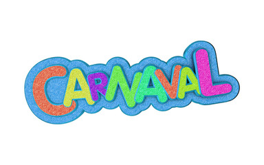 Carnival or carnaval gold colorful glitter texture font.