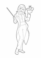 Drawing of a magician