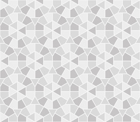 Fototapeta na wymiar Arabic gray round floral ornament seamless pattern. Moroccan circle vintage background. Vector and illustration