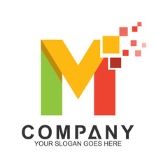 pixel letter M logo
