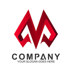 modern letter M logo design in red color
