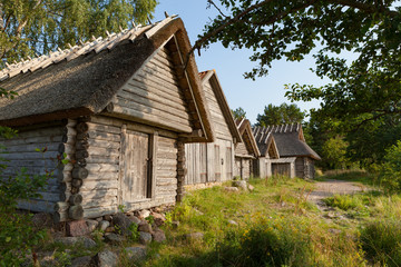 Old fishermen wooden huts of Altja village at Lahemaa National Park, Estonia.
