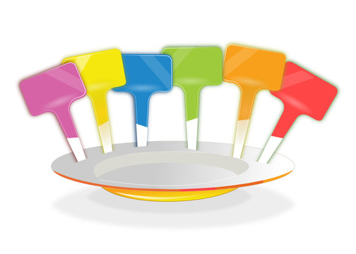 Assiette et &eacute;tiquettes