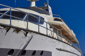 yacht under repair in port