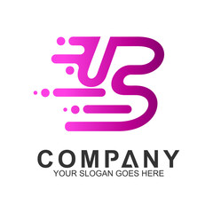 fast letter B logo design with line shape