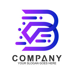 fast letter B logo design template