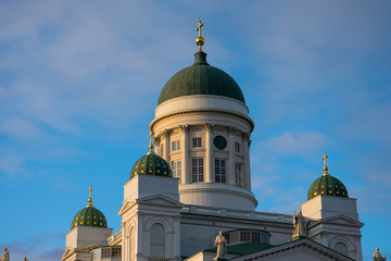 Fototapeta na wymiar Helsinki Cathedral (Helsingin tuomiokirkko) is the Finnish Evangelical Lutheran cathedral of the Diocese of Helsinki