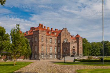 Fototapeta na wymiar View of the old manor Calvi (Kalvi) in Ida-Viru County, Estonia. Close to town Aseri, Estonia. Summertime.