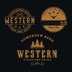 Antique frame border label engraving retro Country Emblem Typography for Western Bar/Restaurant Logo Design  inspiration. Elements Business Sign Hipster Logo Identity