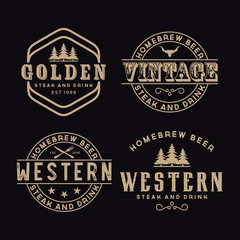 Antique frame border label engraving retro Country Emblem Typography for Western Bar/Restaurant Logo Design  inspiration. Elements Business Sign Hipster Logo Identity