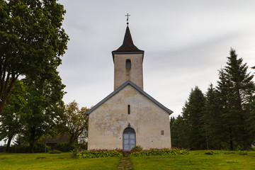 Fototapeta na wymiar Typical Lutheran church in Estonian village