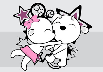 cute goat couple cartoon valentine love background in vector format very easy to edit