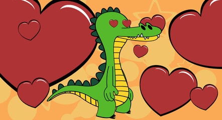 funny crocodile cartoon emotion background in vector format