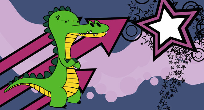 funny crocodile cartoon emotion background in vector format