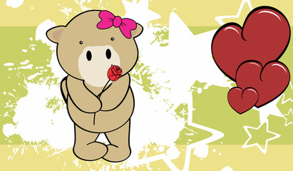 cute camel girl holding a red rosse valentine background in vector format very easy to edit