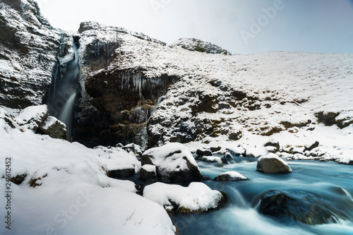 Gluggafoss waterfall in winter, Iceland, Polar Regions