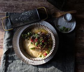 Polenta with vegetarian ragut