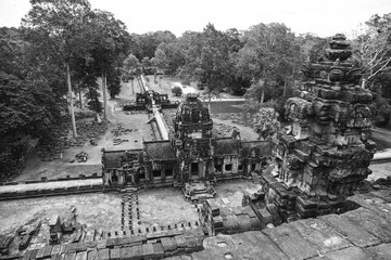 Aerial view of ruins in Siem Reap park, Cambodia