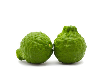 Bergamot (Citrus hystrix) isolate on white background.