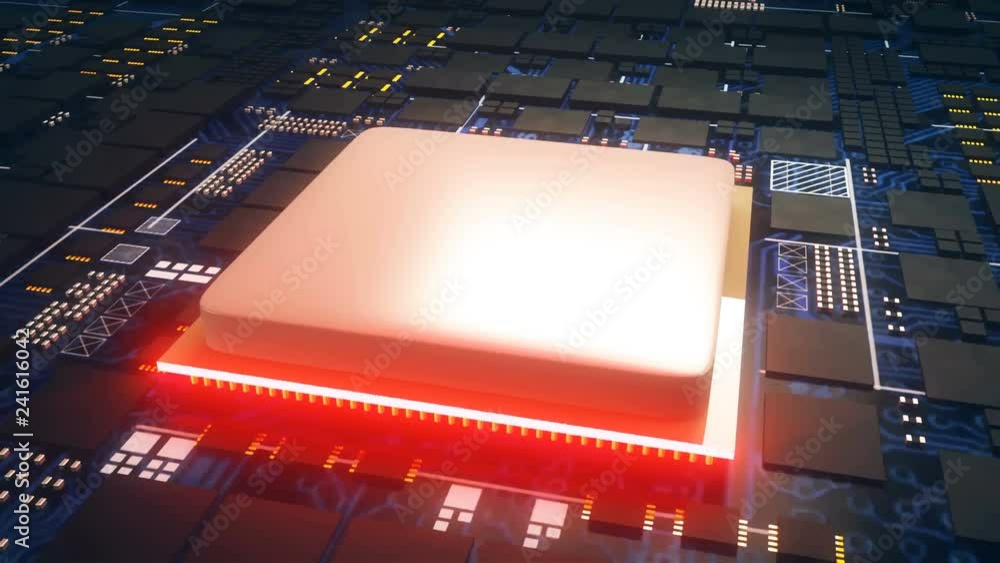 Poster circuit board, central computer processors cpu concept, close up of motherboard digital chip, integr