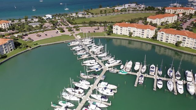 Aerial drone footage of Causeway Island in Fort Pierce, Florida.