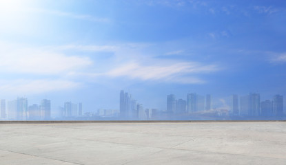 Urban landscape road with city background