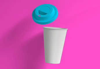 One paper cup mockup. 3d rendering.