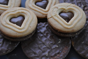 Galletas de chocolate, fondo con galletas