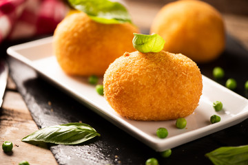 Arancini rice and meat