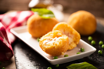 Arancini rice and meat