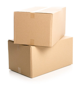 Boxes Delivery Package On White Background Isolation