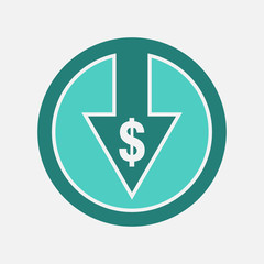 vector icon of cost reduction, business concept, currency receip